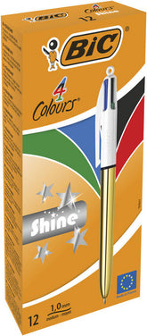 BOLIGRAFO BIC 4C SHINE DORADO | 12 UNIDADES | (BIC)